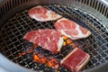 Closeup of meat on a grill or barbecue Royalty Free Stock Photo