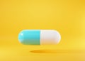 Closeup medical pill or tablet Icon on yellow background Royalty Free Stock Photo