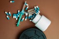 Closeup of medicine treatment or illegal doping in sports Royalty Free Stock Photo