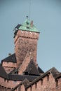 Medieval Koeningsbourg castle on grey sky background