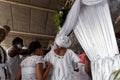 Closeup of the Members of the Candomble religion during a religious celebration