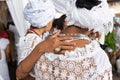Closeup of the Members of the Candomble religion during a religious celebration