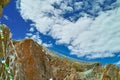 Closeup of the memorial place on the Everest Base Camp trek outside the village of Dughla in Nepal Royalty Free Stock Photo