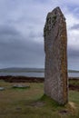 Closeup of menhir at Ring of Brodgar Neolithic Stone Circle.