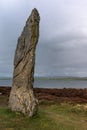 Closeup of menhir at Ring of Brodgar Neolithic Stone Circle.