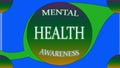 Closeup the mental health awareness concept on the green blue background