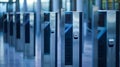 A closeup of metal detectors at the stadium entrance ensuring no dangerous items are brought inside Royalty Free Stock Photo