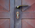 Closeup  metal door with lock in grungy style and good texture Royalty Free Stock Photo