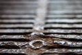 Closeup of the metal drain grate surface Royalty Free Stock Photo