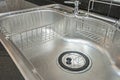 Closeup of a metal kitchen sink Royalty Free Stock Photo