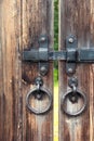 Closeup of a metal latch on a wooden gate Olde-worlde Royalty Free Stock Photo