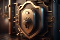 Closeup of a metal safe with a combination lock Royalty Free Stock Photo