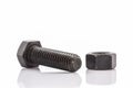 Closeup metal screw, bolt and nuts. Royalty Free Stock Photo