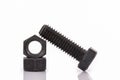 Closeup metal screw, bolt and nuts. Royalty Free Stock Photo