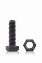 Closeup metal screw, bolt and nuts. Royalty Free Stock Photo