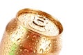 Closeup of metallic beer with water drops isolated Royalty Free Stock Photo