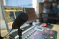 Closeup Microphone in Radio Studio Blurred Setup Royalty Free Stock Photo