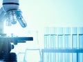Closeup microscope with test tubes