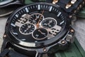 Luxury man watch detail, chronograph close up Royalty Free Stock Photo