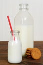 Closeup milk and cookies