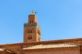 Closeup of Minaret of Koutoubia Mosque in Marrakech Royalty Free Stock Photo