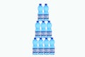 Closeup of mineral water bottles on each other isolated on a white background Royalty Free Stock Photo