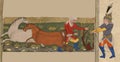 Closeup of a miniature of Rostam catching Raksh from the Shahnameh Royalty Free Stock Photo