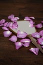 Closeup mirror with rose petals