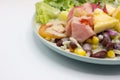 Closeup mixed of fresh salad and fruit. Royalty Free Stock Photo