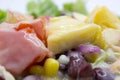 Closeup mixed of fresh salad and fruit. Royalty Free Stock Photo