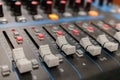 Closeup mixer in recording room Royalty Free Stock Photo