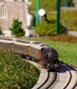 Closeup of model train in miniature