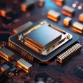 Closeup of modern CPU central processing unit. Generative AI Royalty Free Stock Photo