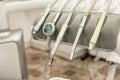 Closeup of modern dental drills in dentist's office