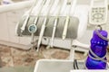 Closeup of modern dental drills in dentist& x27;s office