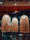 closeup of modern design lamps at restaurant in Wuhan city