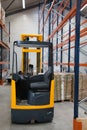 modern electric forklift truck for loading and unloading in Logistics hangar warehouse