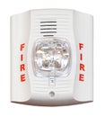 Modern fire alarm with flashing light. Royalty Free Stock Photo