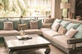 Closeup of modern furniture with pillows .( Filtered image processed vintage effect. ) Royalty Free Stock Photo