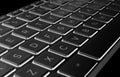 Closeup of a modern laptop computer keyboard. Laptop keyboard. Detail of the new and ergonomic computer keyboard Royalty Free Stock Photo