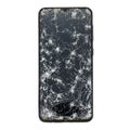 Closeup of Modern mobile smart phone with broken, cracked screen isolated on white background. clipping path for Royalty Free Stock Photo