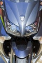 Closeup of Modern Urban Motorcycle Headlights Royalty Free Stock Photo