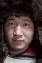 Closeup of a Mongolian warrior