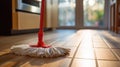 Closeup of mop for cleaning. Generative AI Royalty Free Stock Photo