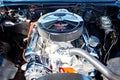 Closeup of the motor of a Chevrolet Chevelle Sport Car