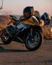 Closeup of a motorcycle in New York City