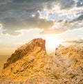 Closeup mountain ridge at the sunset