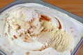 Closeup Mouthwatering Texture of Salted Caramel Macadamia Nut Ice Cream