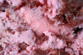 Closeup mouthwatering texture of strawberry chocolate chunk ice cream