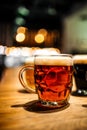 Closeup on mug of dark craft beer at the bar Royalty Free Stock Photo